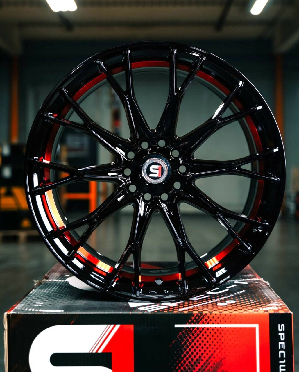 17" Spec-1 SP-59 Gloss Black & Red Undercut 17x7.5 Wheel 5x4.5 5x120 42mm Rim