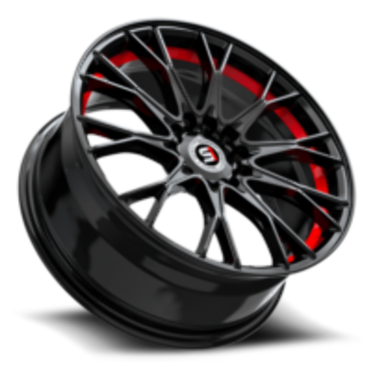 17" Spec-1 SP-59 Gloss Black & Red Undercut 17x7.5 Wheel 5x112 5x4.5 42mm Rim