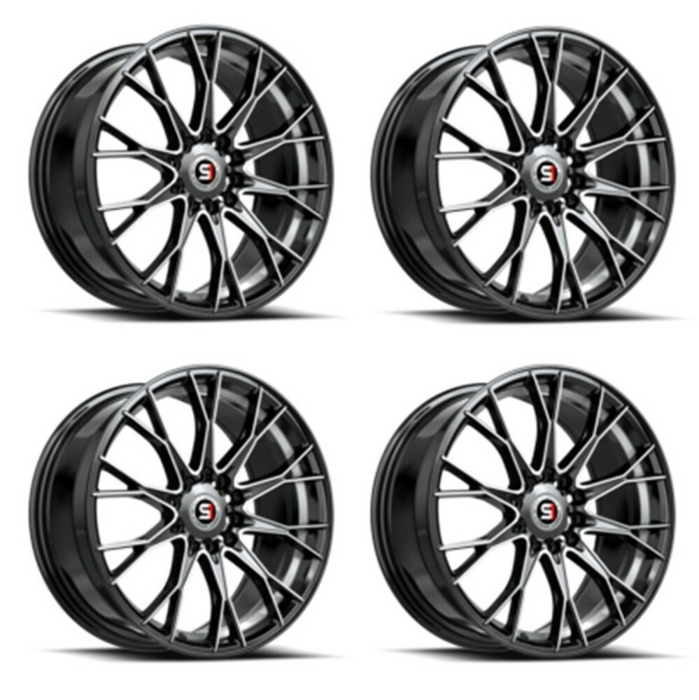 Set 4 17" Spec-1 SP-59 Gloss Black & Machined 17x7.5 Wheels 5x4.5 5x120 42mm Rim