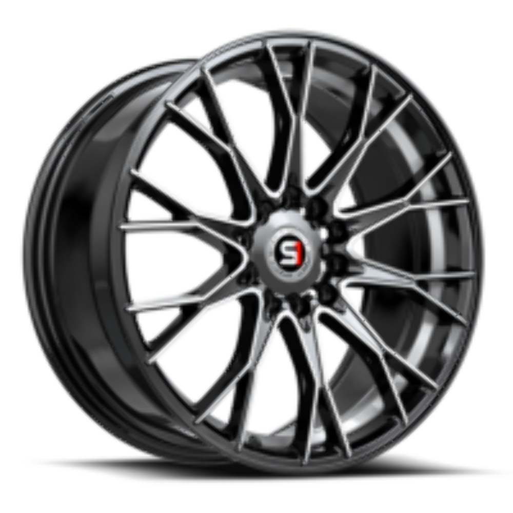 Set 4 17" Spec-1 SP-59 Gloss Black & Machined 17x7.5 Wheels 5x4.5 5x120 42mm Rim
