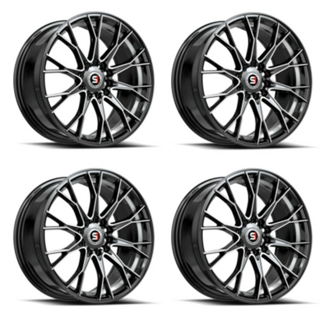 Set 4 17" Spec-1 SP-59 Gloss Black & Machined 17x7.5 Wheels 5x112 5x4.5 42mm Rim
