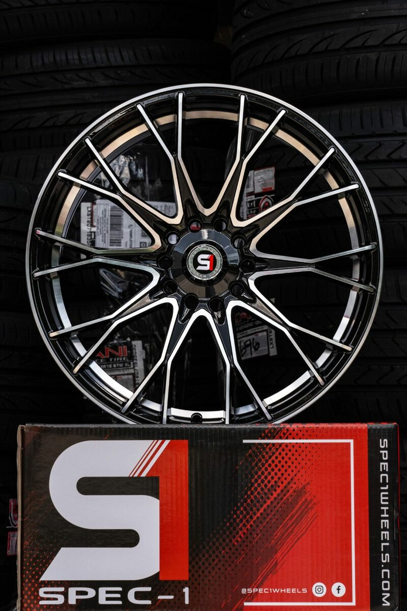Set 4 17" Spec-1 SP-59 Gloss Black & Machined 17x7.5 Wheels 5x105 5x4.5 42mm Rim