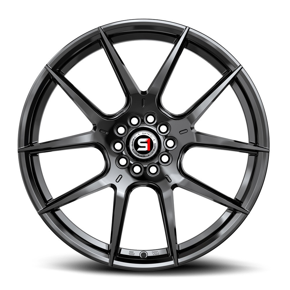 18" Spec-1 SP-71 Gloss Black 18x8 Wheel 5x112 5x4.5 38mm Rim