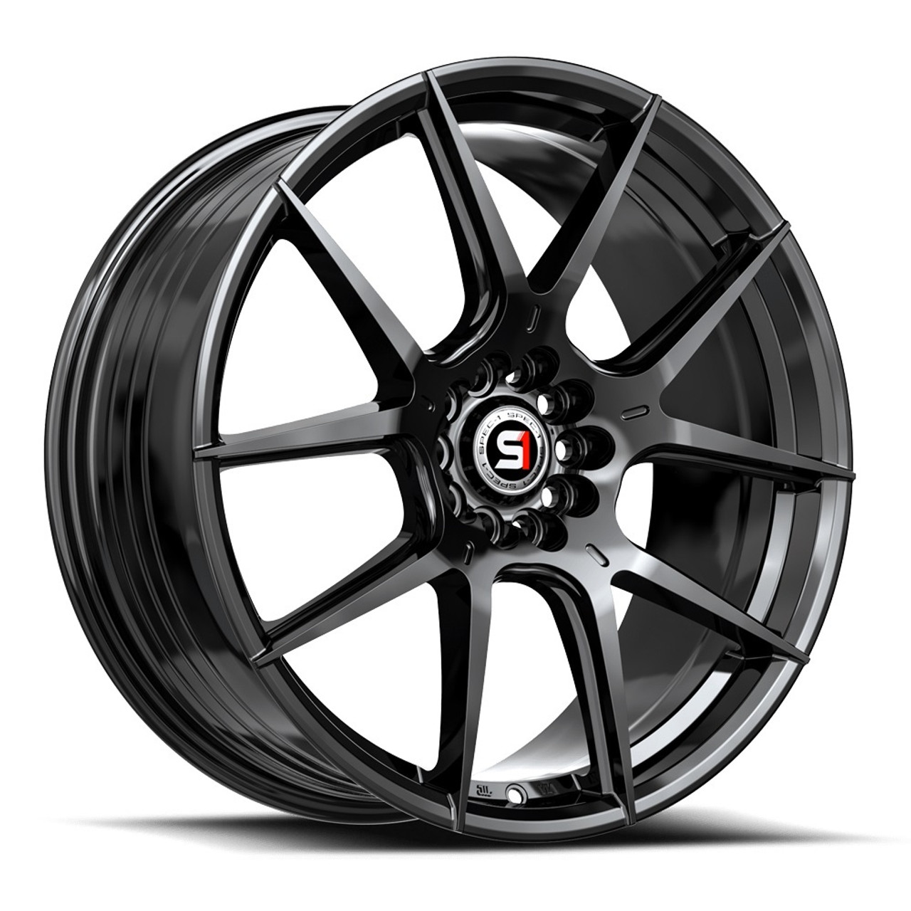 17" Spec-1 SP-71 Gloss Black 17x8 Wheel 5x4.5 5x120 42mm Rim