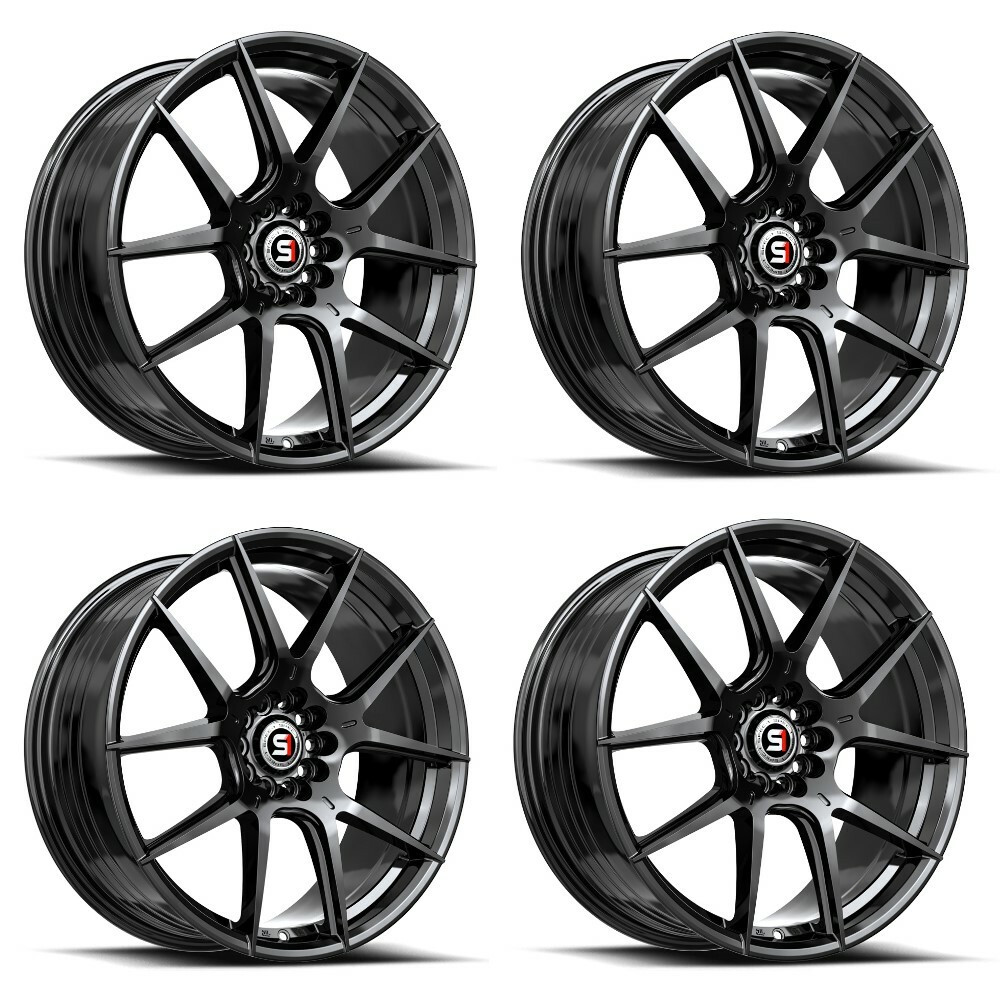 Set 4 17" Spec-1 SP-71 Gloss Black 17x8 Wheels 5x108 5x4.5 42mm Rims