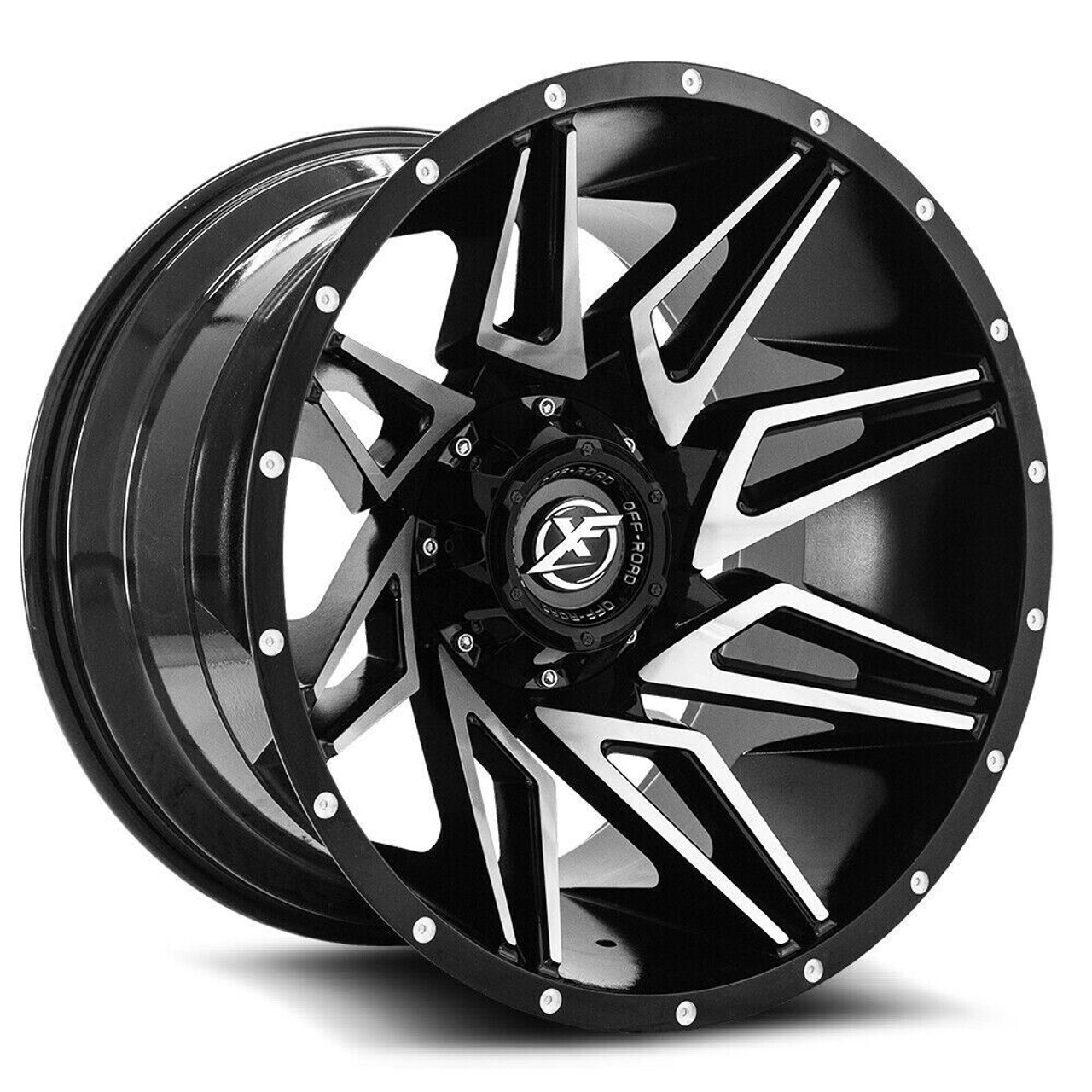 Set 4 20" XF Off-Road XF-218 Gloss Black Machined Wheels 20x10 8x6.5 8x180 -12mm