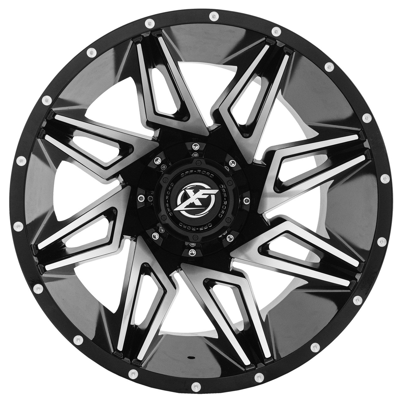 Set 4 20" XF Off-Road XF-218 Gloss Black Machined Wheels 20x10 8x6.5 8x180 -12mm