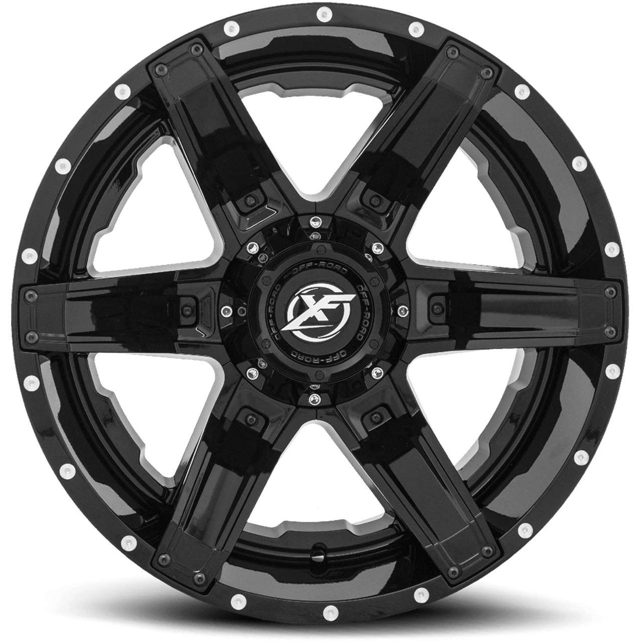 Set 4 22" XF Off-Road XF-214 Black w/ Black Inserts Wheels 22x12 6x135 6x5.5 -44mm