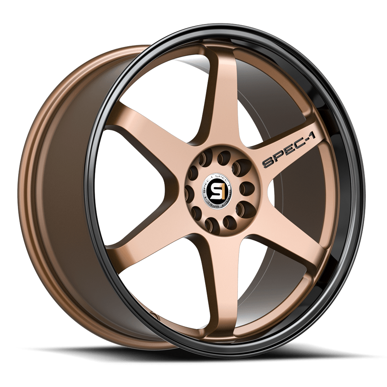 15" Spec-1 SPT-33 Matte Bronze & Black Lip 15x8 Wheel 4x100 4x4.5 20mm Rim