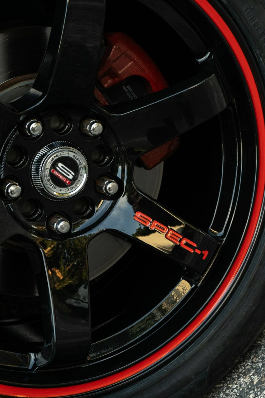 17" Spec-1 SPT-33 Gloss Black & Red Line 17x8 Wheel 5x105 5x4.5 38mm Rim