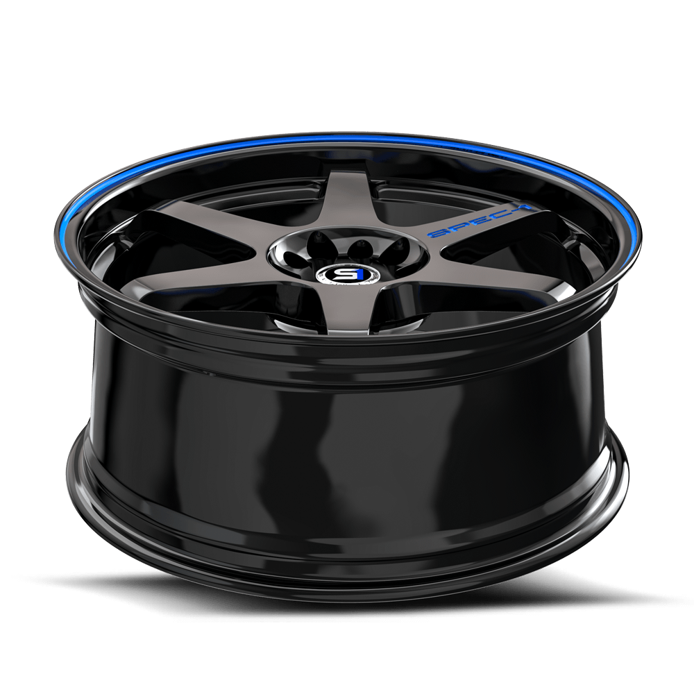 Set 4 17" Spec-1 SPT-33 Gloss Black & Blue Line 17x8 Wheels 5x105 5x4.5 38mm Rim