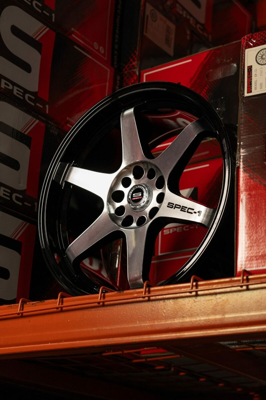 17" Spec-1 SPT-33 Gloss Black & Machined 17x8 Wheel 5x4.5 5x120 38mm Rim