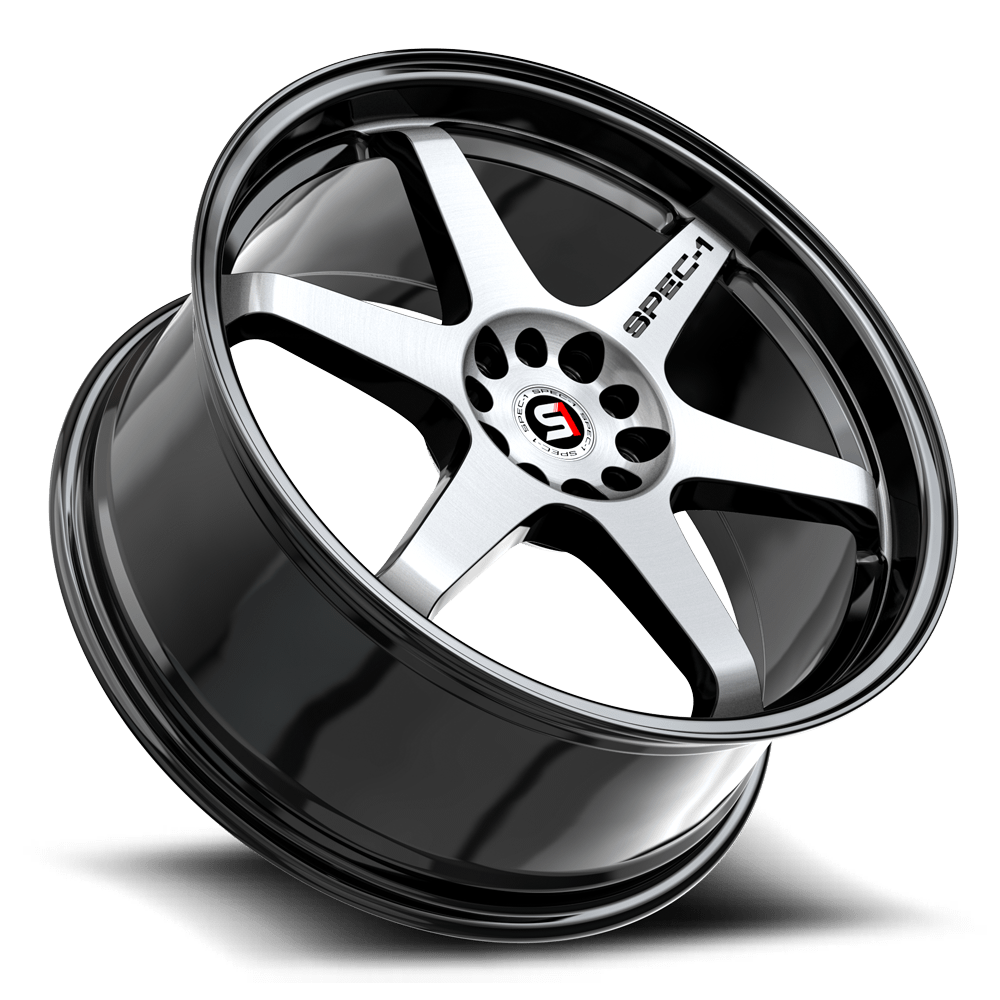 Set 4 17" Spec-1 SPT-33 Gloss Black & Machined 17x8 Wheels 5x100 5x4.5 38mm Rims