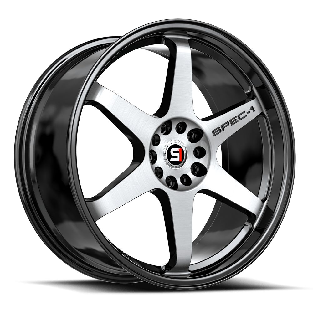 Set 4 15" Spec-1 SPT-33 Gloss Black & Machined 15x8 Wheels 4x100 4x4.5 20mm Rims