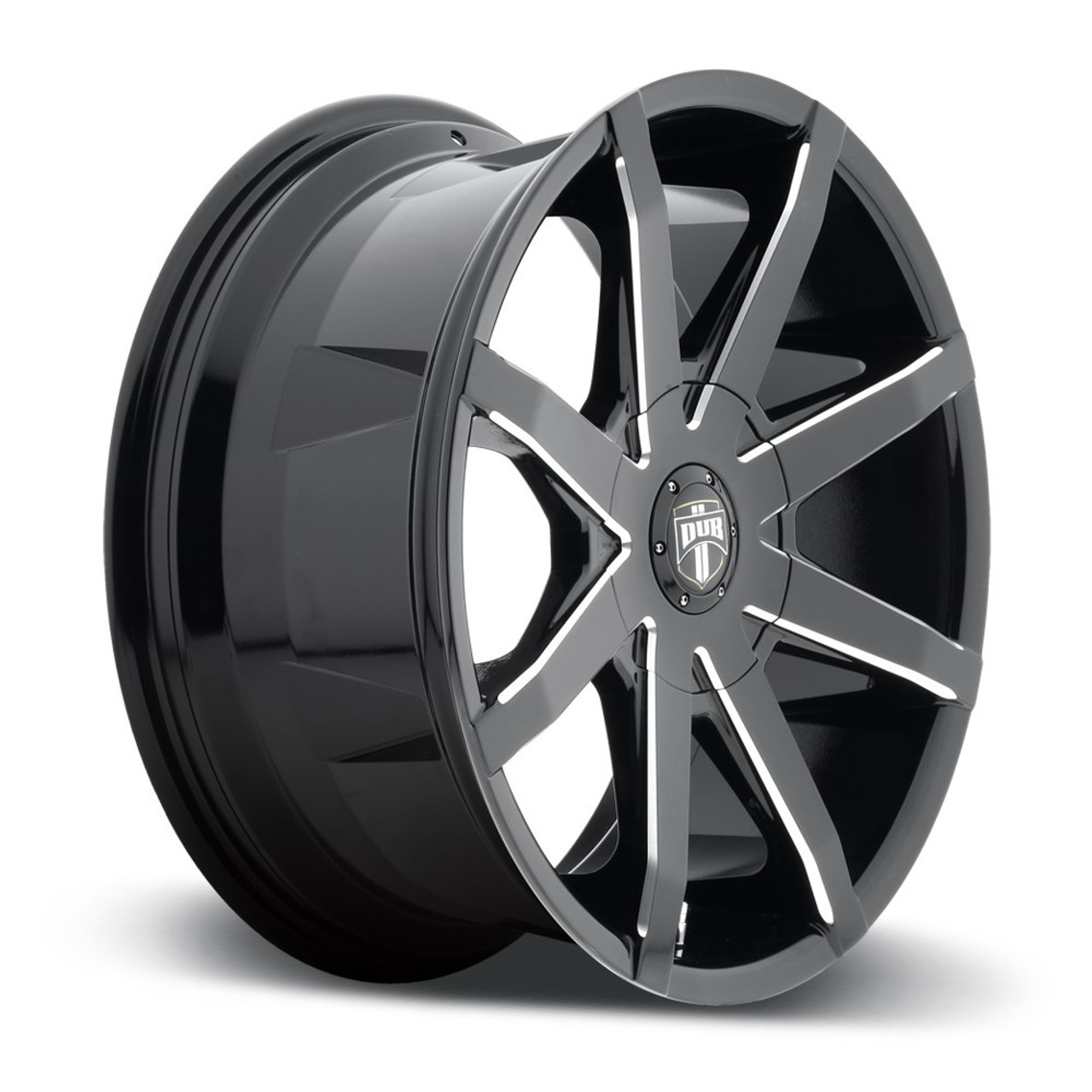 DUB 1PC S109 Push 24x9.5 6x135 6x5.5 Gloss Black Milled Wheel 24" 25mm Rim