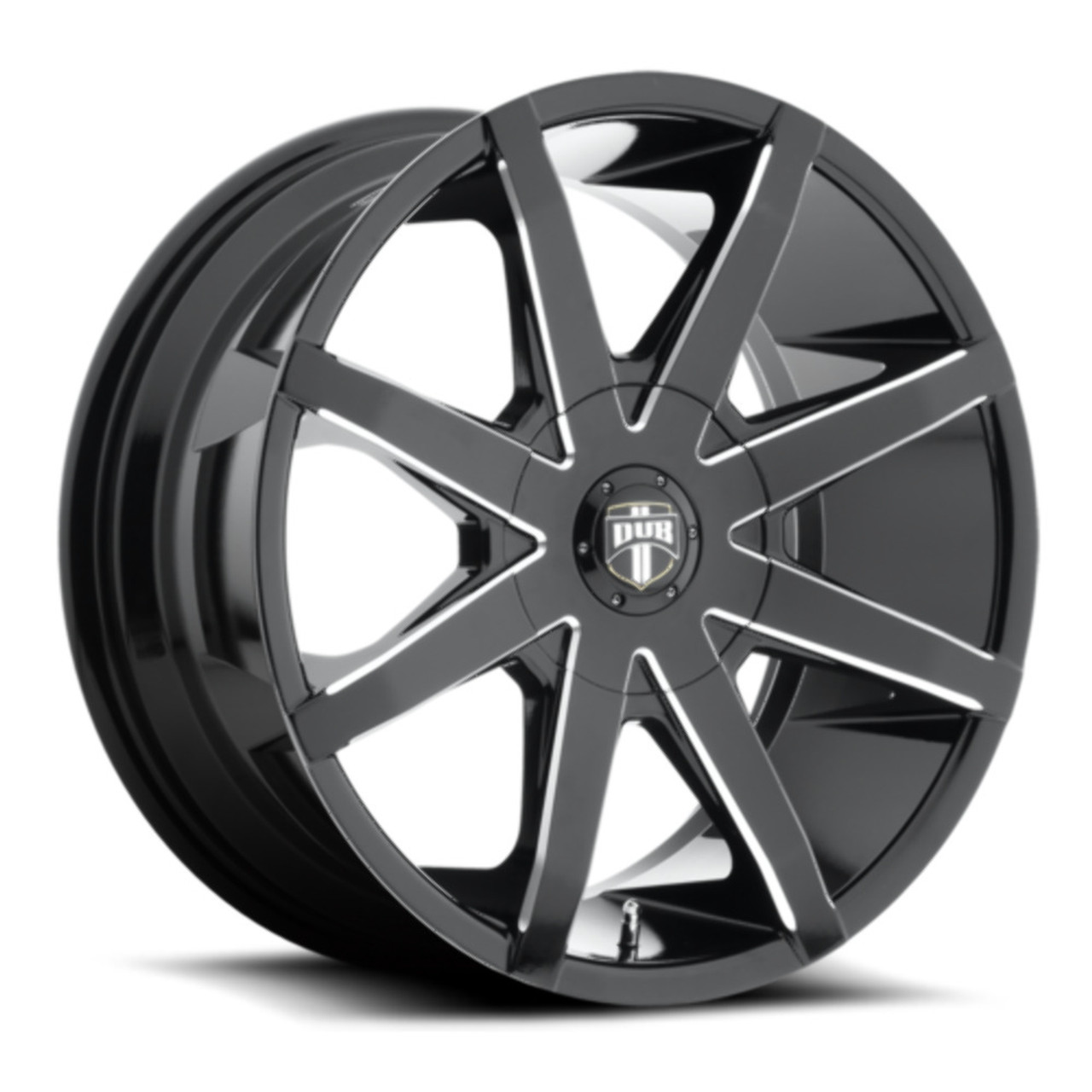 DUB 1PC S109 Push 24x9.5 6x135 6x5.5 Gloss Black Milled Wheel 24" 25mm Rim