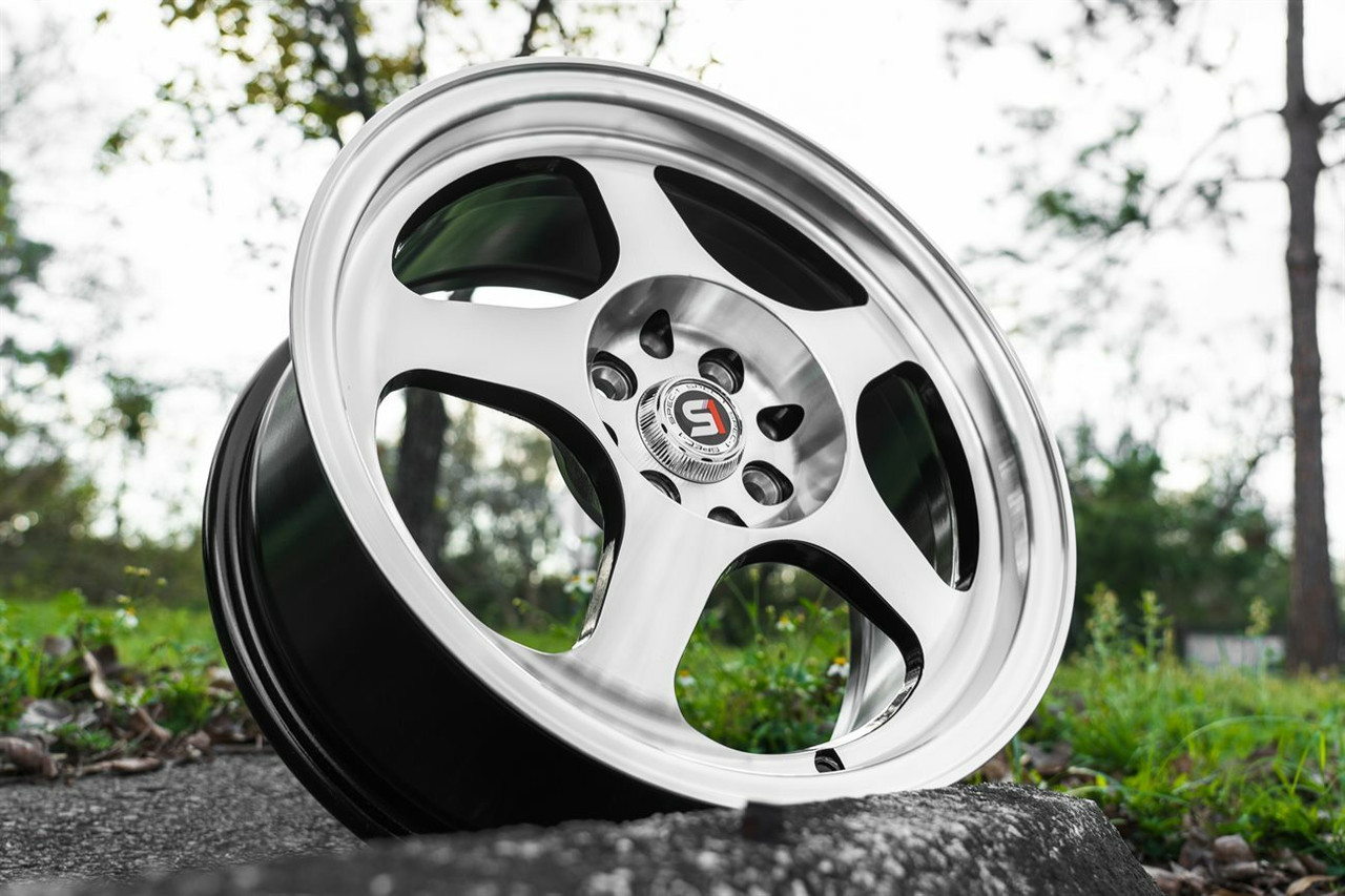 Set 4 16" Spec-1 SPT-36 Gloss Black & Machined 16x7 Wheels 4x100 4x4.5 30mm Rims