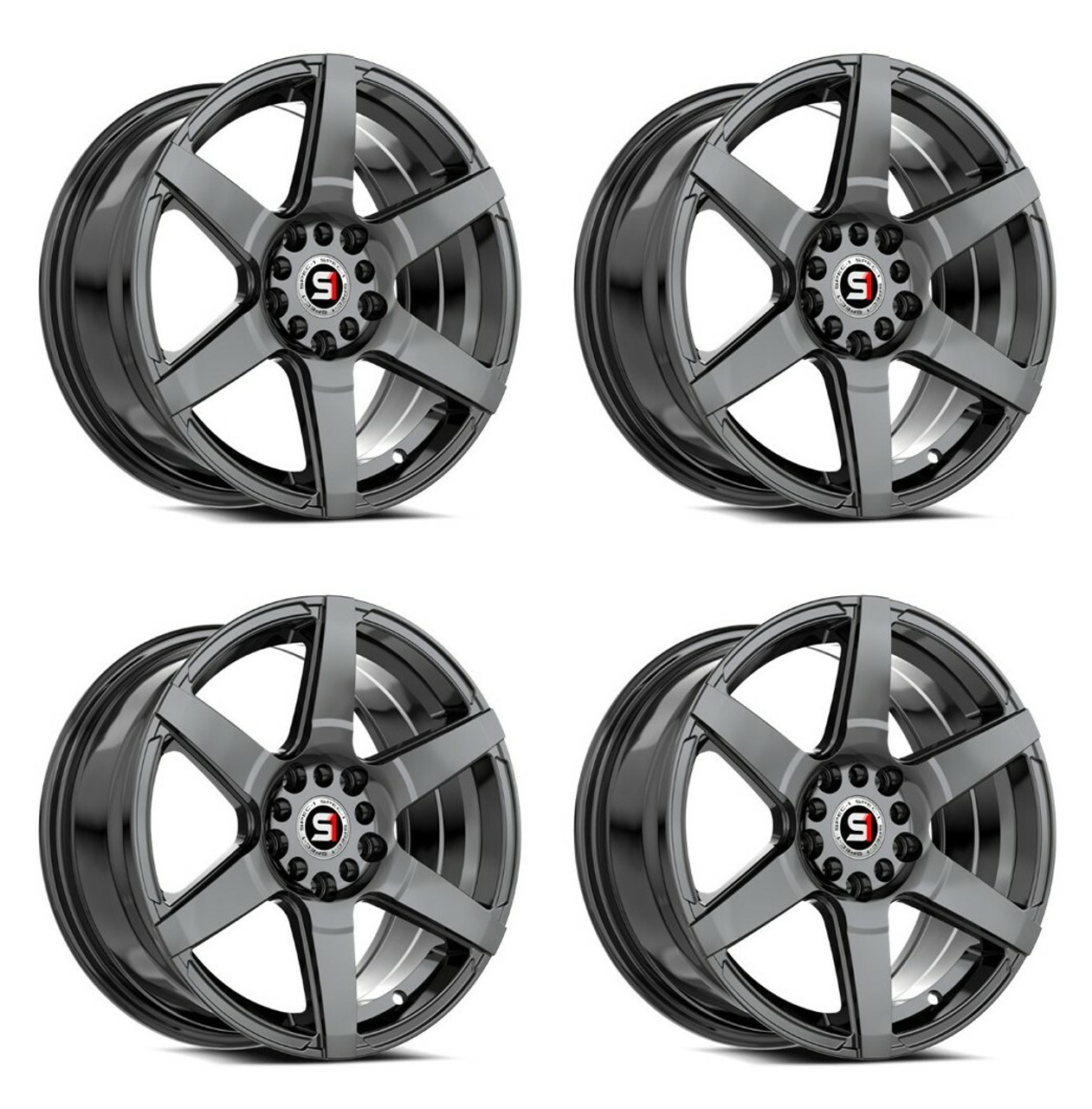Set 4 16" Spec-1 SPT-34 Gloss Black 16x7 Wheels 5x100 5x4.5 30mm Rims