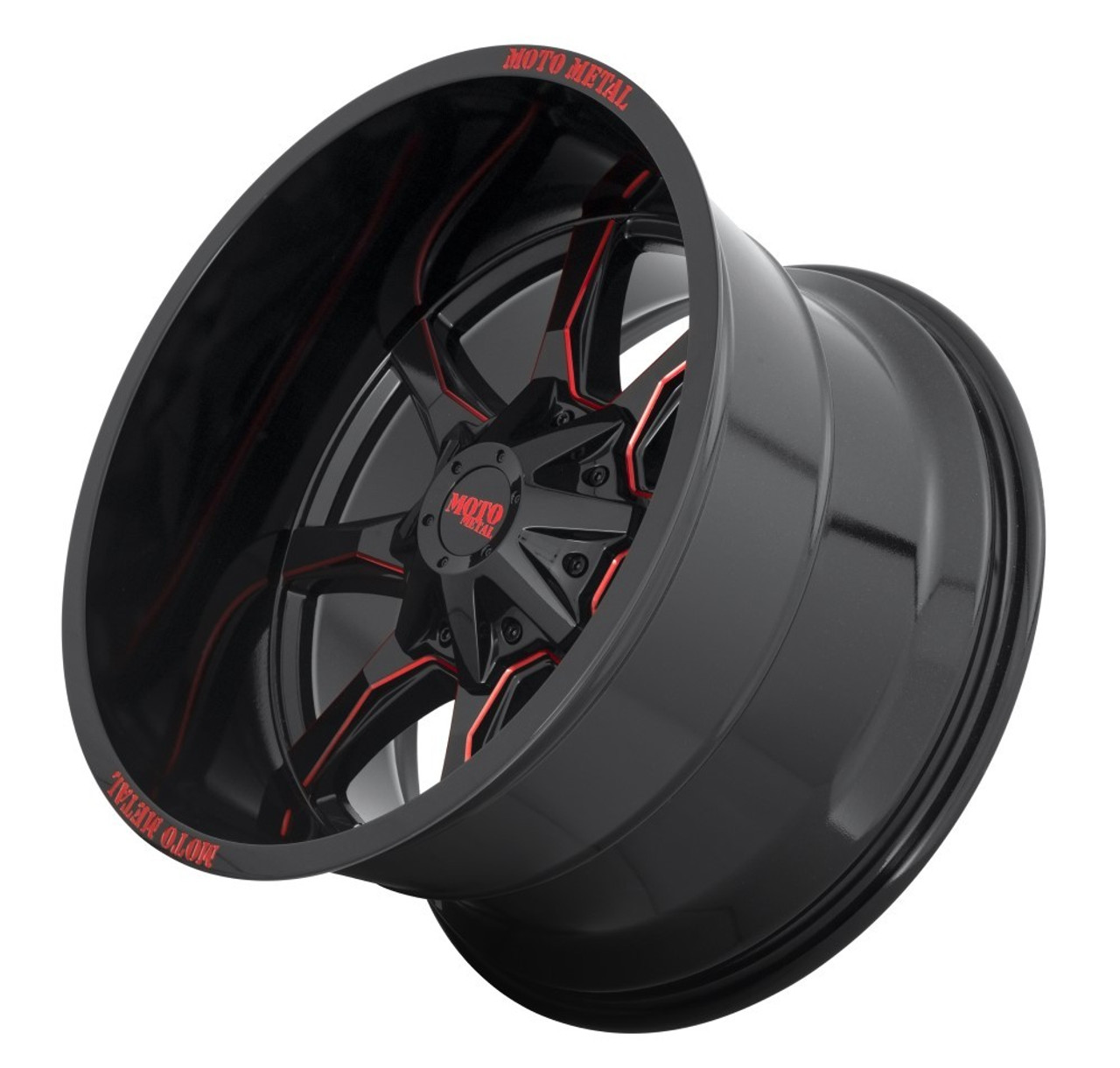 Moto Metal MO970 20x10 5x5 5x5.5 Black Milled Red Moto Metal On Wheel 20" -18mm