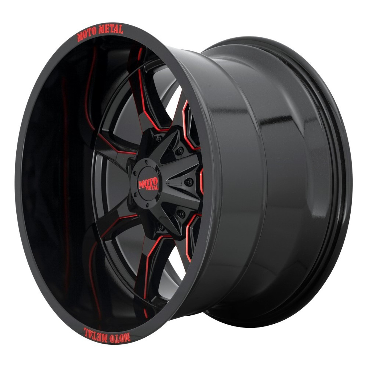 Moto Metal MO970 20x10 5x5 5x5.5 Black Milled Red Moto Metal On Wheel 20" -18mm