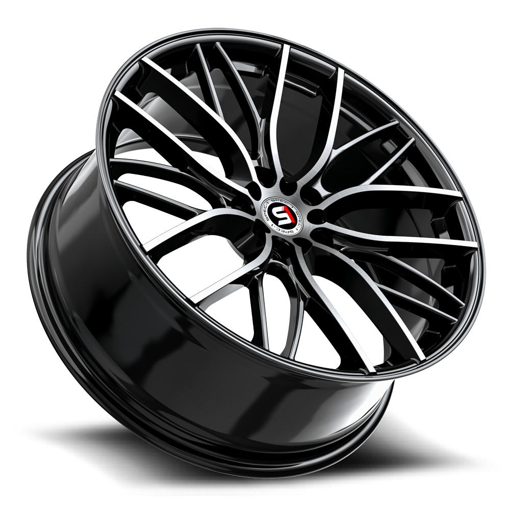 17" Spec-1 SP-61 Gloss Black & Machined 17x8 Wheel 5x110 5x4.5 42mm Rim