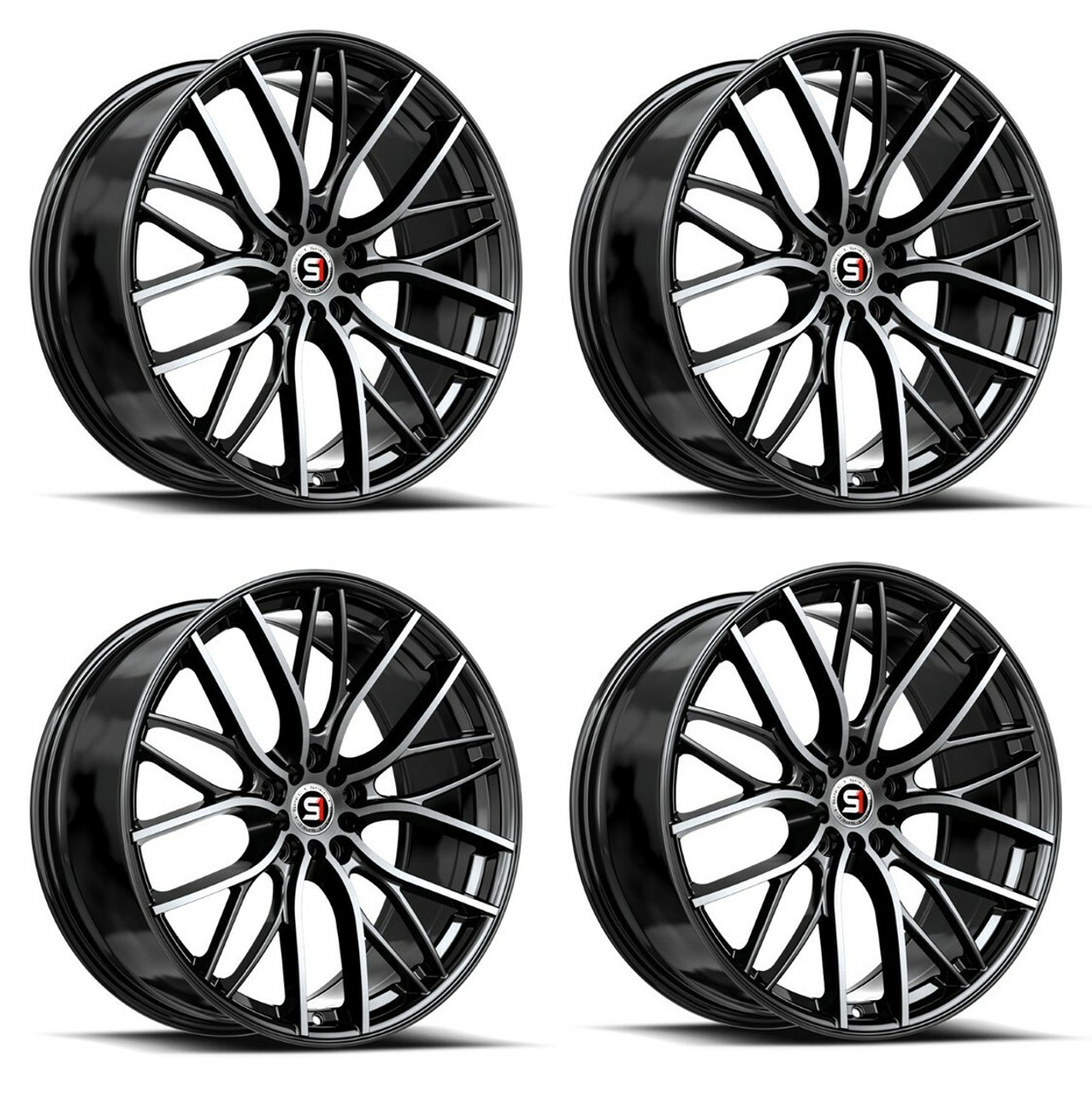 Set 4 17" Spec-1 SP-61 Gloss Black & Machined 17x8 Wheels 5x110 5x4.5 42mm Rims