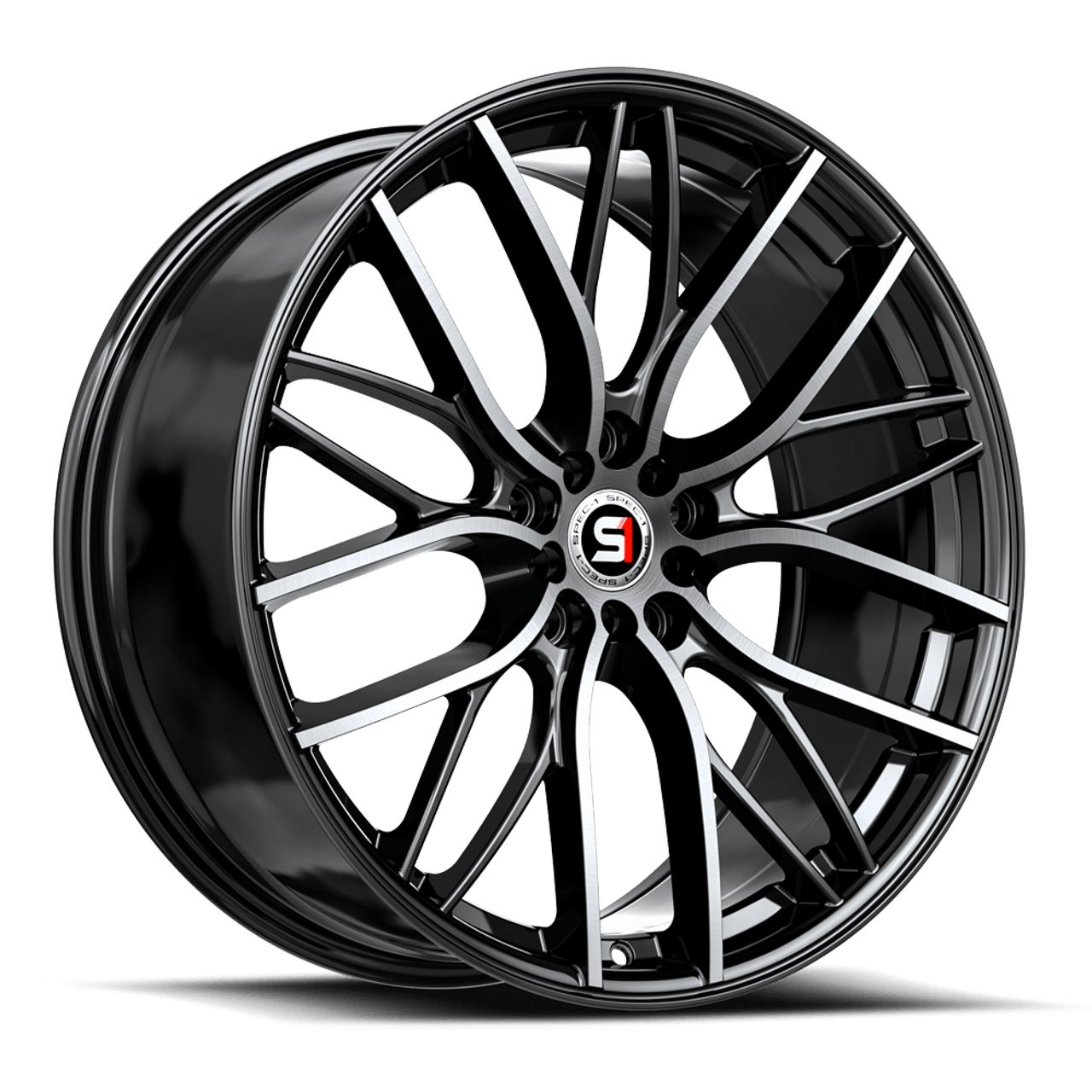 Set 4 17" Spec-1 SP-61 Gloss Black & Machined 17x8 Wheels 5x110 5x4.5 42mm Rims