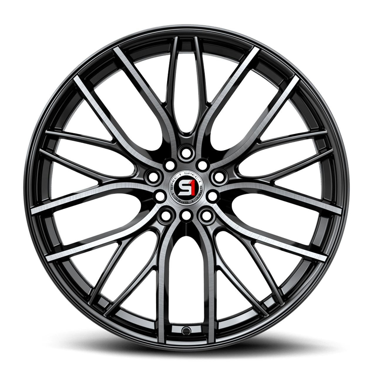 Set 4 17" Spec-1 SP-61 Gloss Black & Machined 17x8 Wheels 5x110 5x4.5 42mm Rims