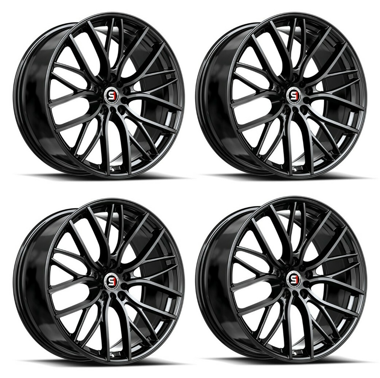 Set 4 17" Spec-1 SP-61 Gloss Black 17x8 Wheels 5x112 5x4.5 42mm Rims