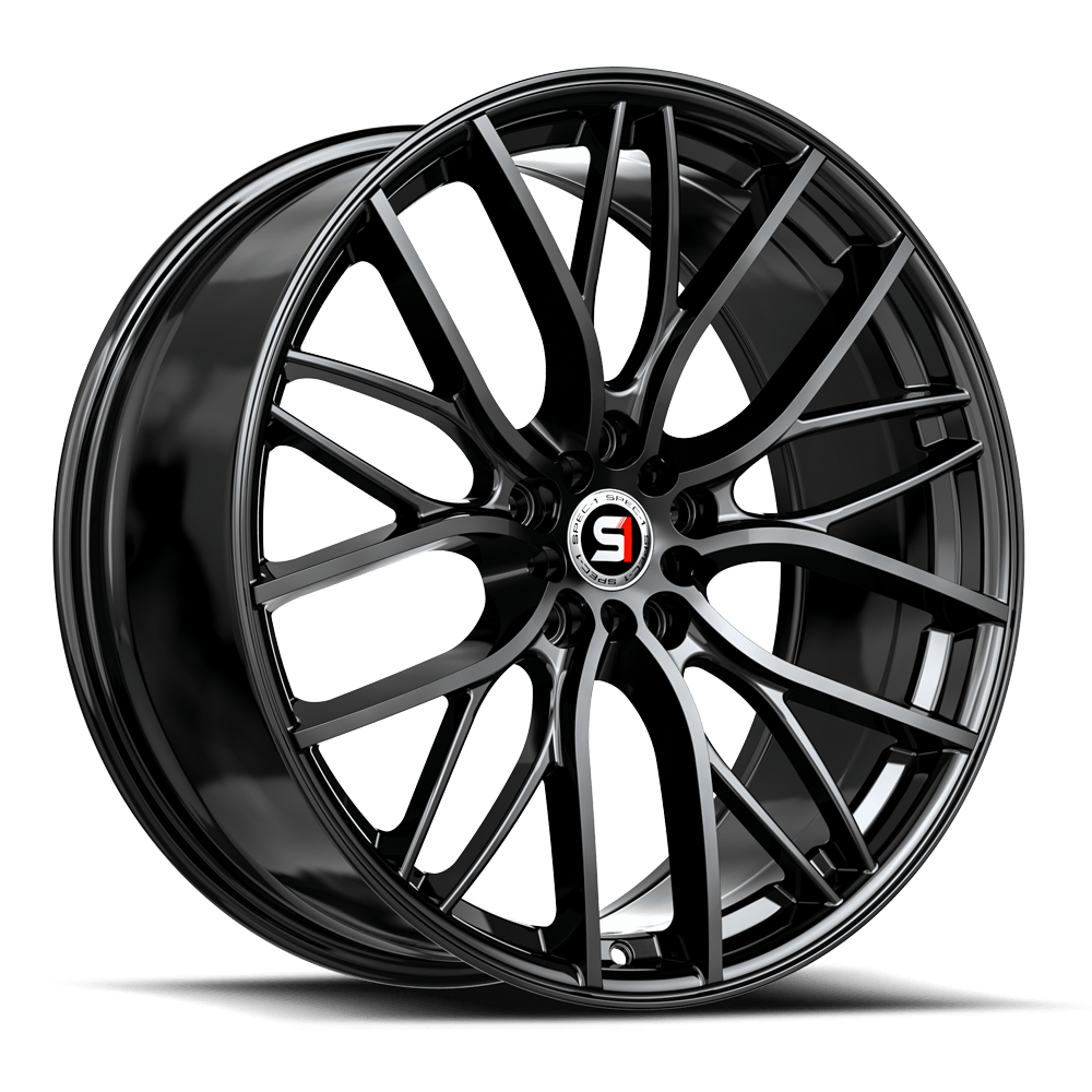 Set 4 17" Spec-1 SP-61 Gloss Black 17x8 Wheels 4x100 4x4.5 42mm Rims