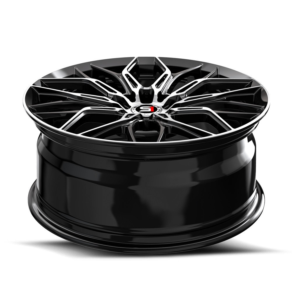 Set 4 17" Spec-1 SP-57 Gloss Black & Machined 17x7.5 Wheels 5x112 5x4.5 42mm Rims
