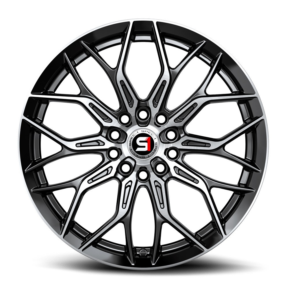 Set 4 18" Spec-1 SP-57 Gloss Black & Machined 18x8 Wheels 5x4.5 5x120 38mm Rims