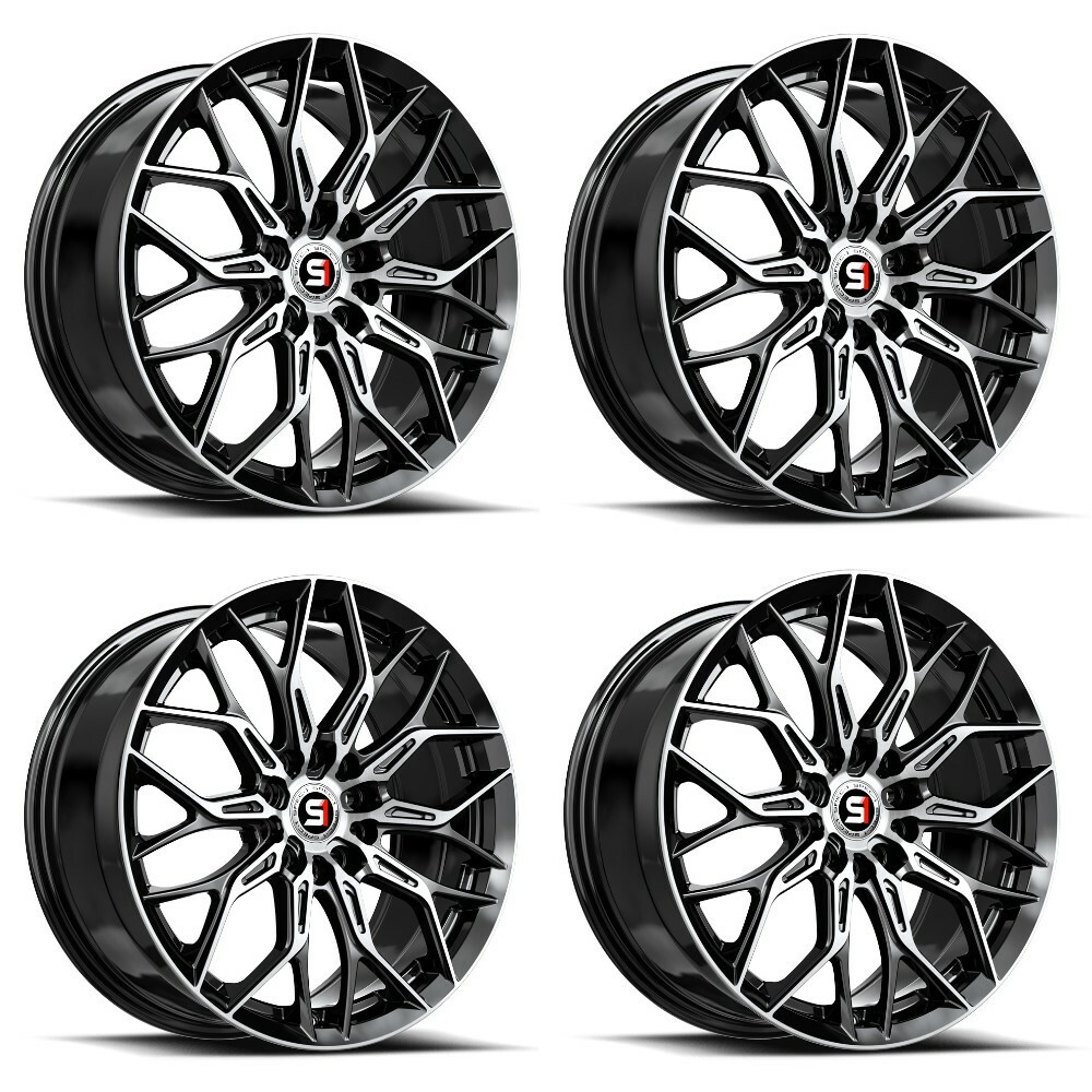 Set 4 17" Spec-1 SP-57 Gloss Black & Machined 17x7.5 Wheels 5x108 5x4.5 42mm Rims