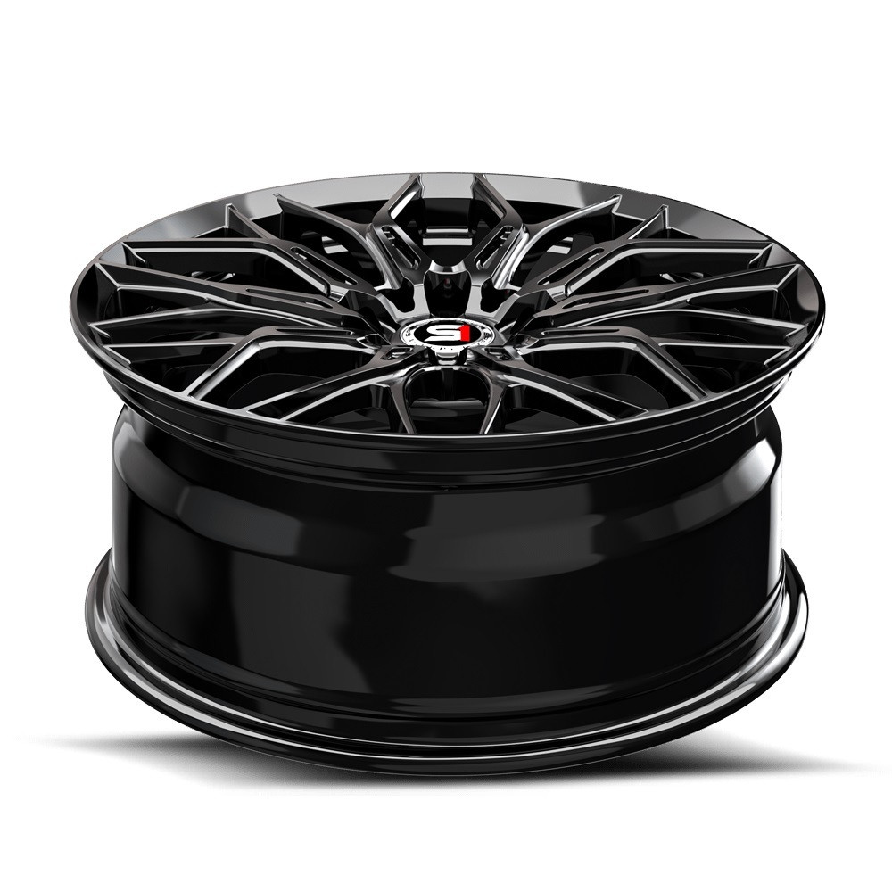 18" Spec-1 SP-57 Gloss Black 18x8 Wheel 5x112 5x4.5 38mm Rim