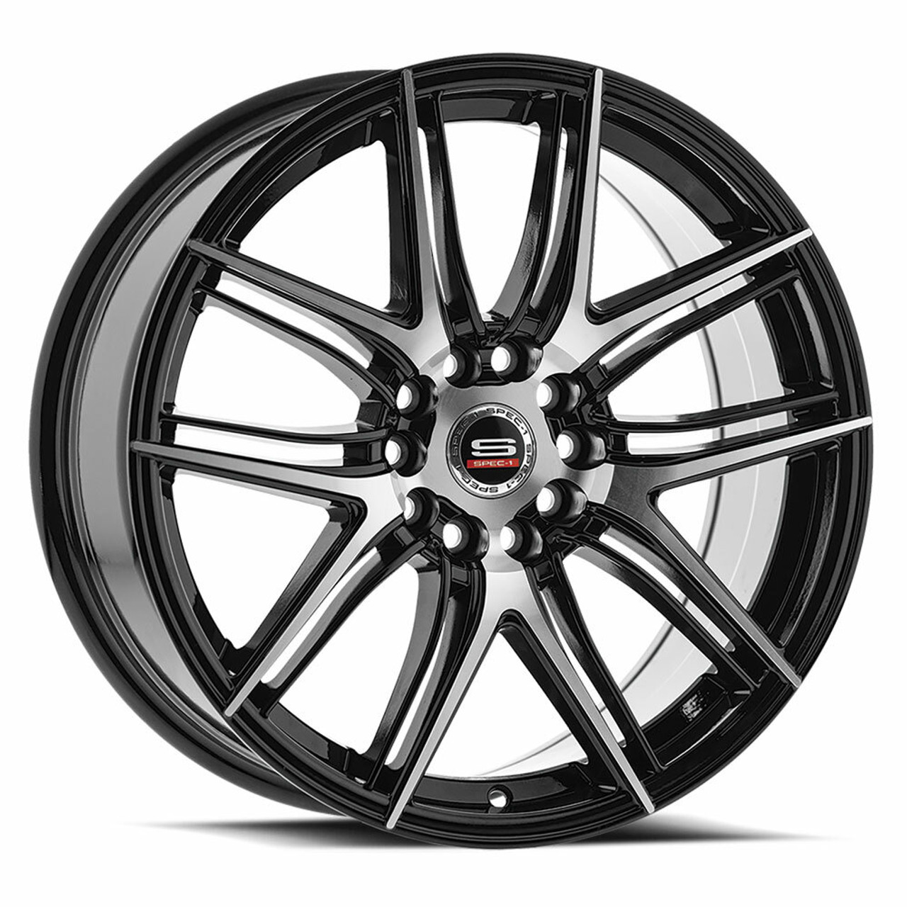 20" Spec-1 SP-56 Gloss Black & Machined 20x8.5 Wheel 5x4.5 5x120 38mm Rim