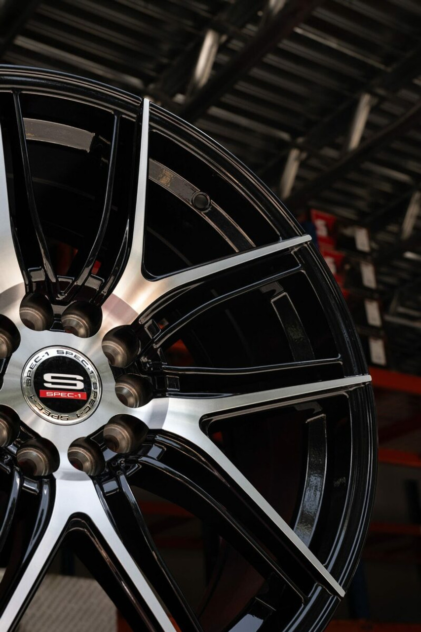 20" Spec-1 SP-56 Gloss Black & Machined 20x8.5 Wheel 5x4.5 5x120 38mm Rim