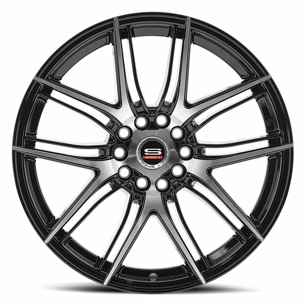 Set 4 20" Spec-1 SP-56 Gloss Black & Machined 20x8.5 Wheels 5x100 5x4.5 38mm Rims