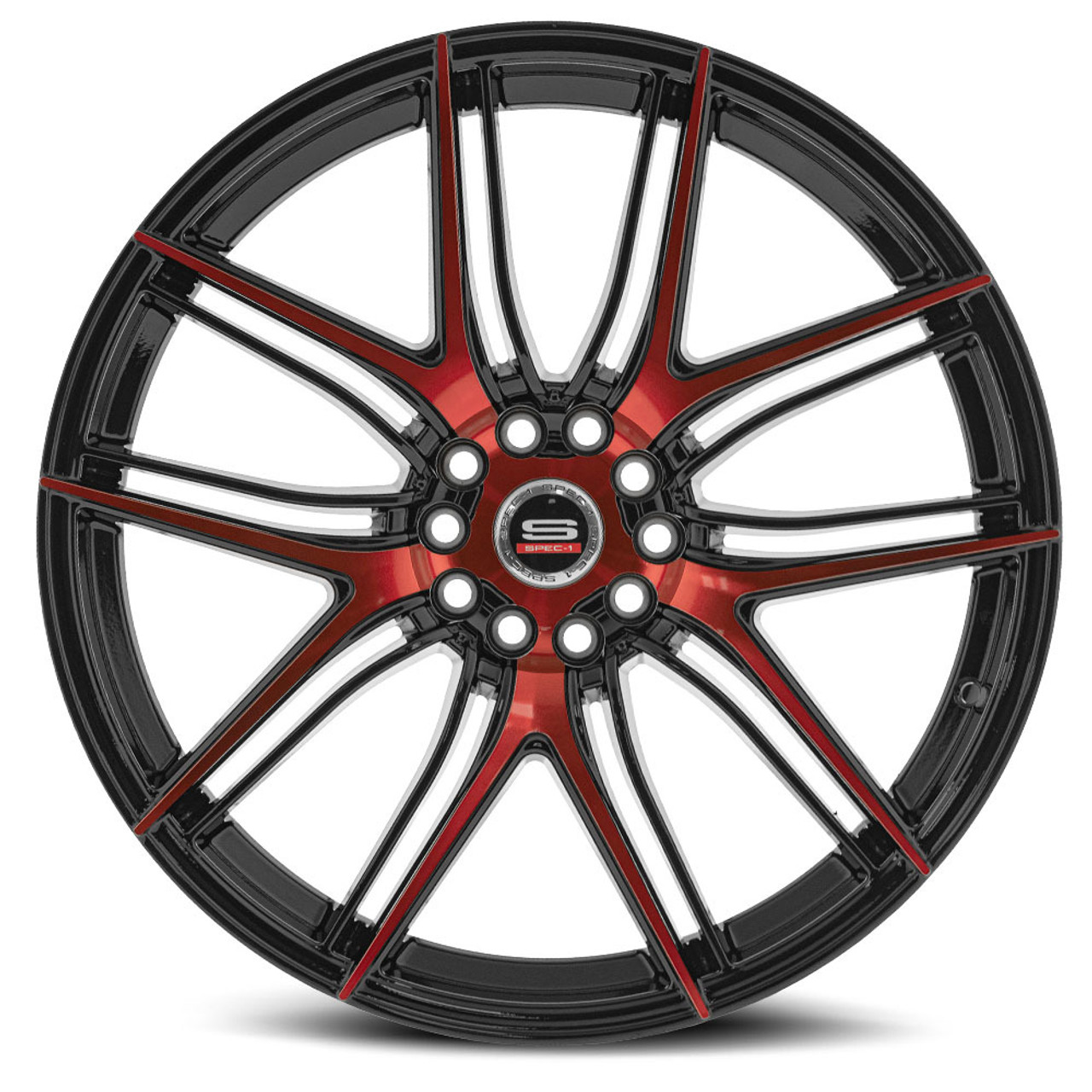 20" Spec-1 SP-56 Gloss Black & Red Machined 20x8.5 Wheel 5x100 5x4.5 38mm Rim