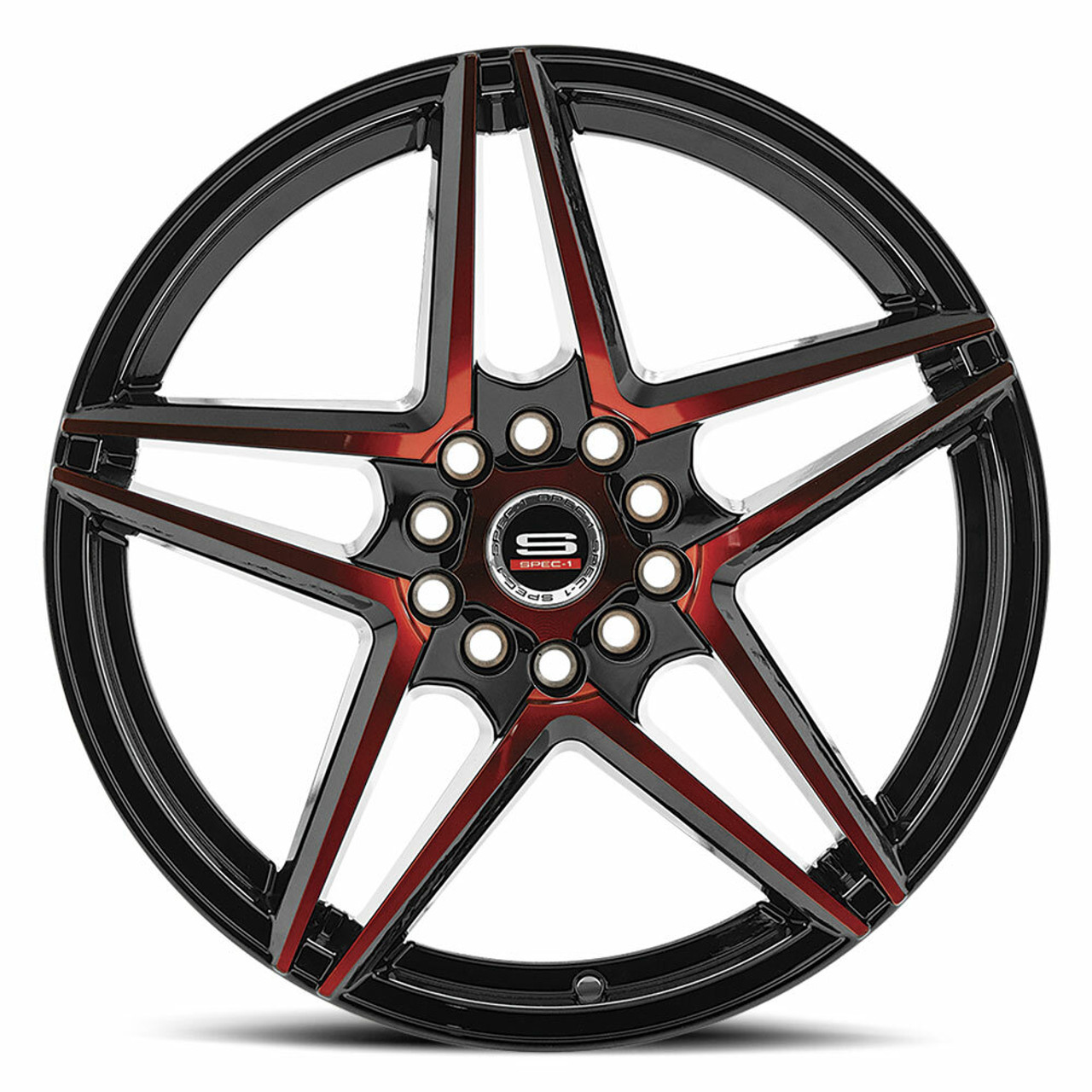 20" Spec-1 SP-54 Gloss Black & Red Machined 20x8.5 Wheel 5x100 5x4.5 38mm Rim