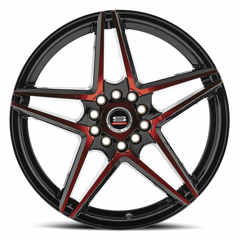 Set 4 20" Spec-1 SP-54 Gloss Black & Red Machined 20x8.5 Wheels 5x100 5x4.5 38mm