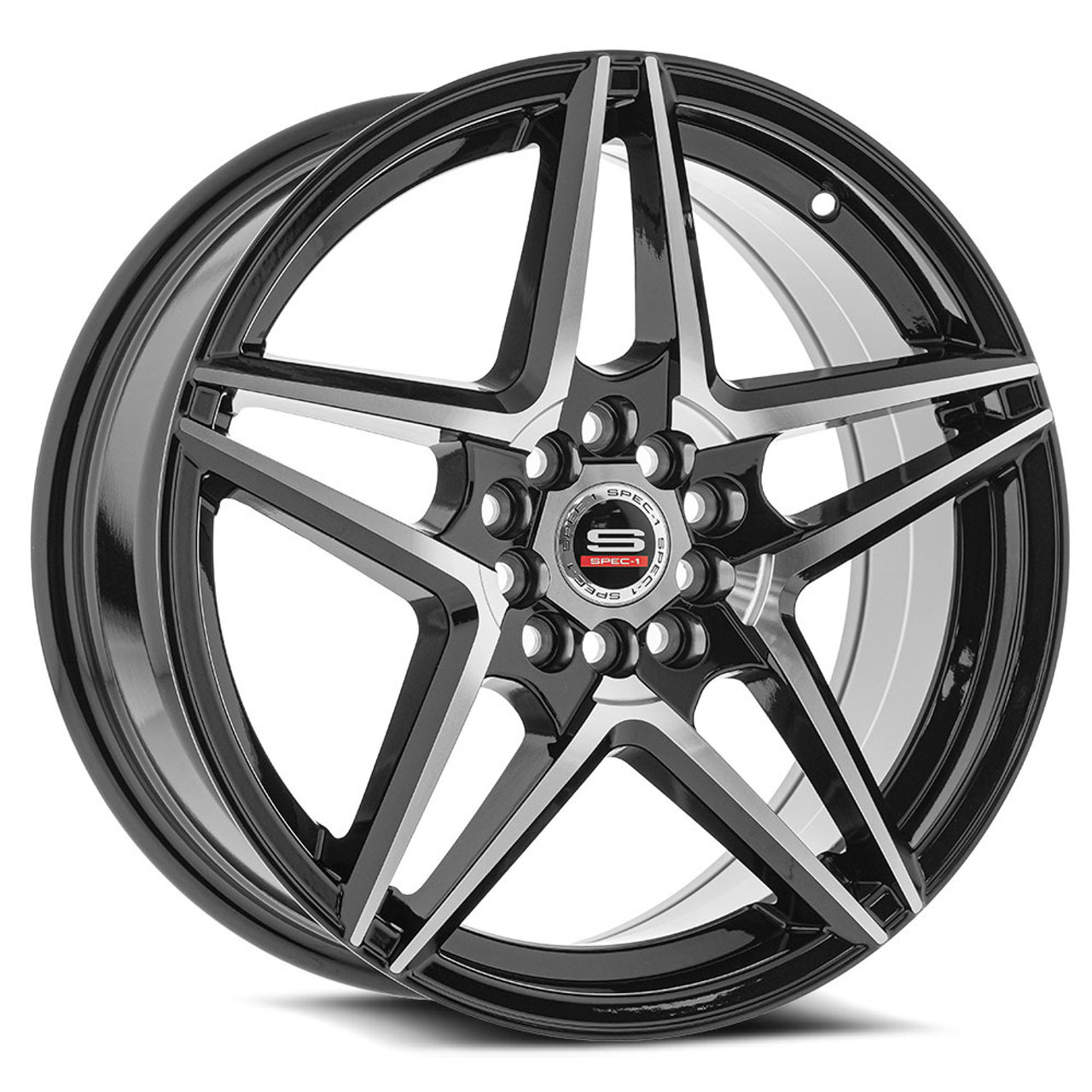 Set 4 20" Spec-1 SP-54 Gloss Black & Machined 20x8.5 Wheels 5x100 5x4.5 38mm Rims