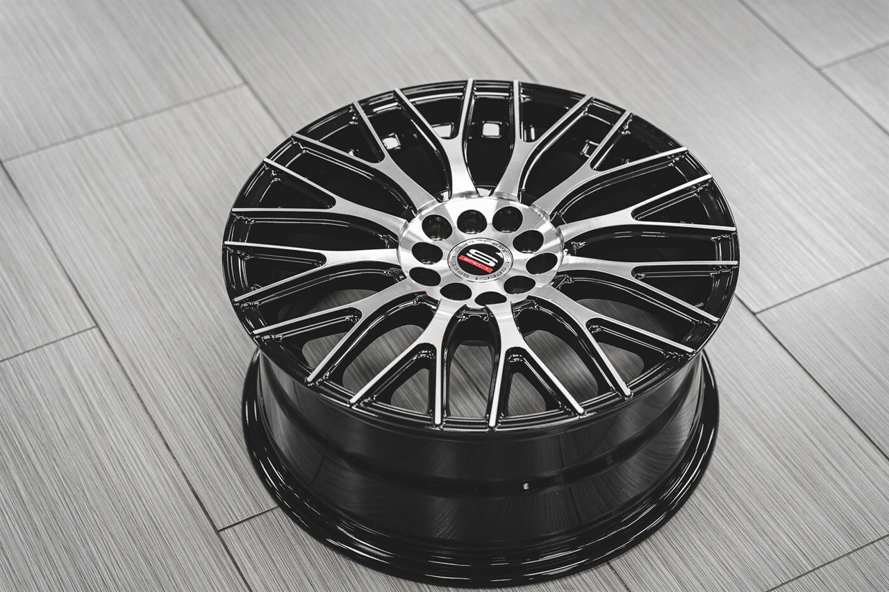 17" Spec-1 SP-55 Gloss Black & Machined 17x7.5 Wheel 5x4.5 5x120 42mm Rim