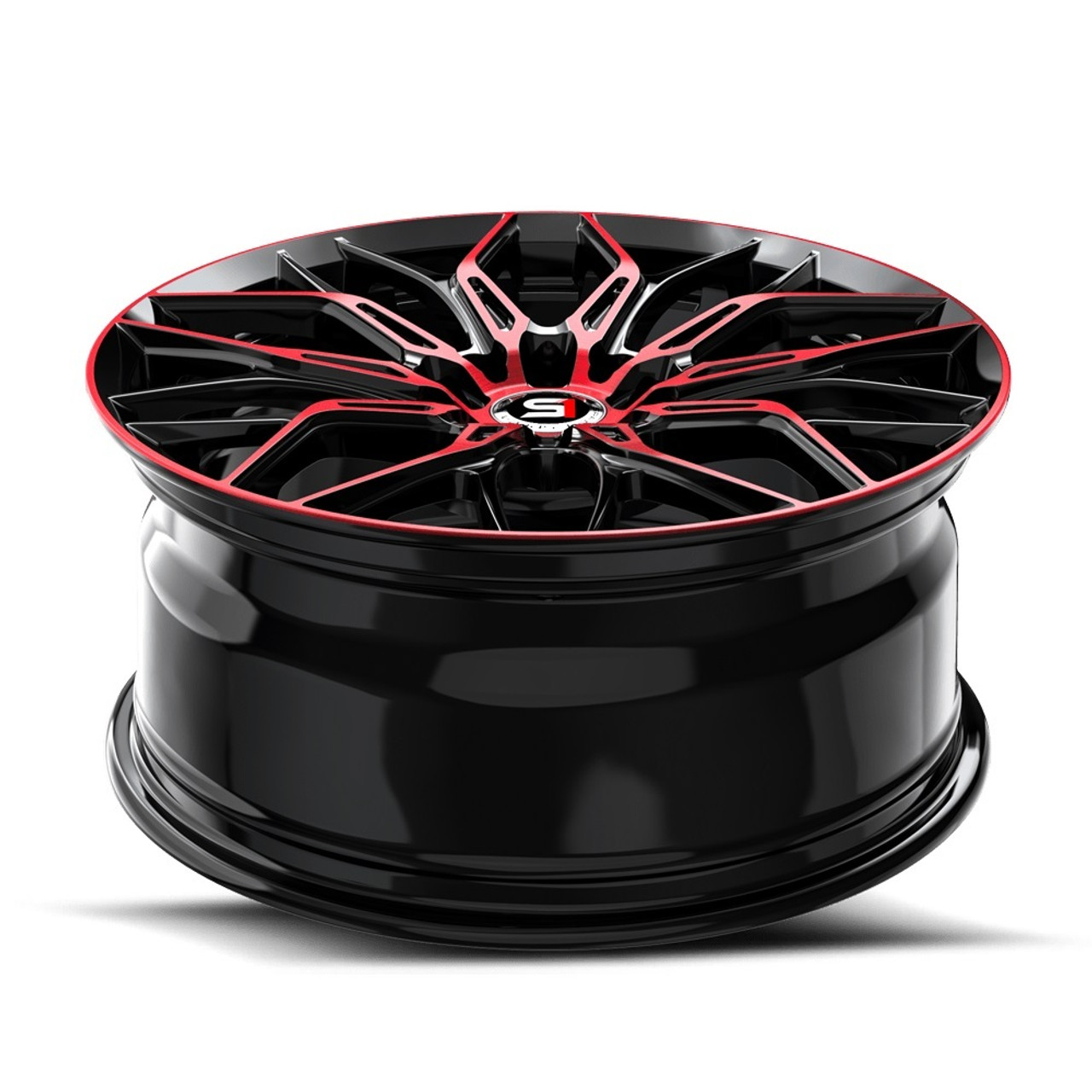 17" Spec-1 SP-57 Gloss Black & Red Machined 17x7.5 Wheel 5x108 5x4.5 42mm Rim