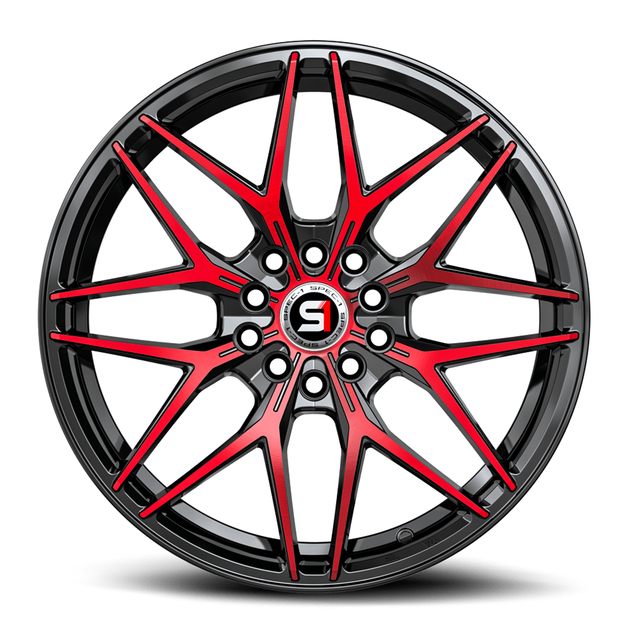 17" Spec-1 SP-60 Gloss Black & Red Machined 17x7.5 Wheel 5x105 5x4.5 42mm Rim