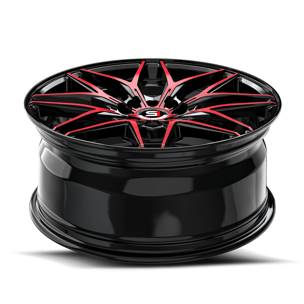 17" Spec-1 SP-60 Gloss Black & Red Machined 17x7.5 Wheel 5x105 5x4.5 42mm Rim