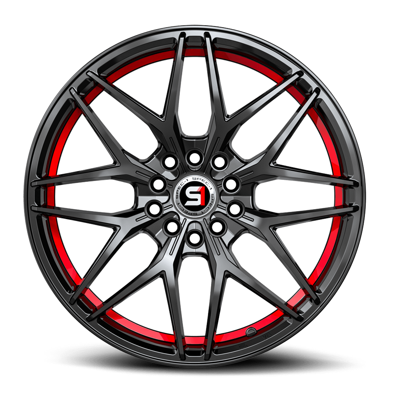 17" Spec-1 SP-60 Gloss Black & Red Undercut 17x7.5 Wheel 5x110 5x4.5 42mm Rim
