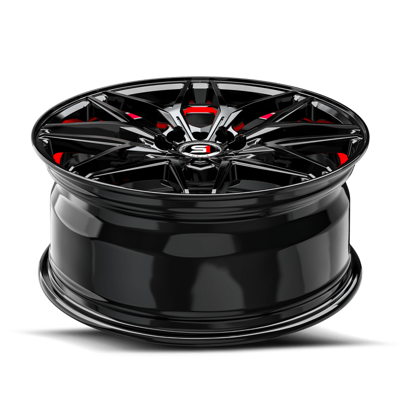 17" Spec-1 SP-60 Gloss Black & Red Undercut 17x7.5 Wheel 5x110 5x4.5 42mm Rim