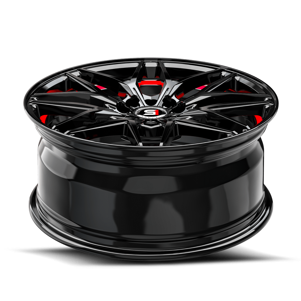 Set 4 17" Spec-1 SP-60 Gloss Black & Red Undercut 17x7.5 Wheels 5x105 5x4.5 42mm