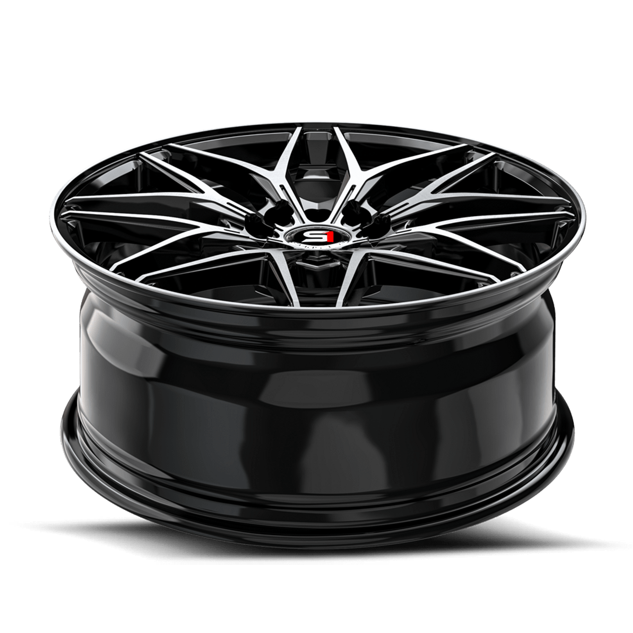 18" Spec-1 SP-60 Gloss Black & Machined 18x8 Wheel 4x100 4x4.5 38mm Rim