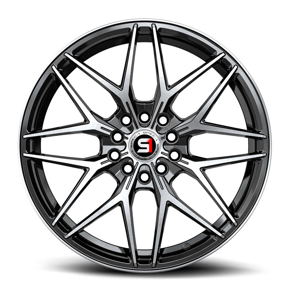 17" Spec-1 SP-60 Gloss Black & Machined 17x7.5 Wheel 5x110 5x4.5 42mm Rim